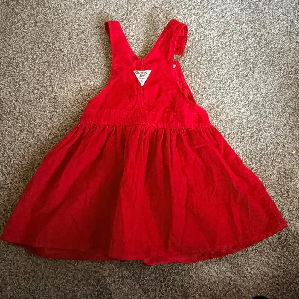 OshKosh B'gosh Red Overall Dress Girls Size 5T